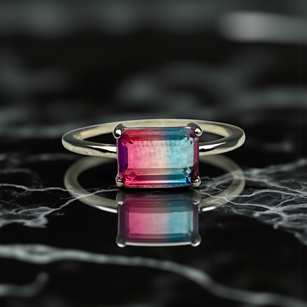 New Sterling Silver & Candy Tourmaline Ring, Size 6